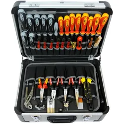 Werkzeugkoffer FAMEX "700-L", silber (silberfarben), B:46cm H:18cm T:35,5cm, Aluminium, Aufbewahrungsboxen, leer, Kapazität bis 30 kg, Aluminium