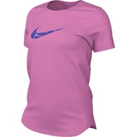 Nike Damen W Nk One Swsh Hbr Df Ss Top, Playful Pink/Hyper Royal, FN2618-675, M
