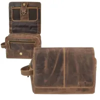 GREENBURRY Vintage Kulturbeutel Leder 27 cm braun