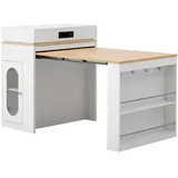 STILVORA Ausziehbarer Esstisch MDF/Glas Weiß 83x46-146,5x96 cm mit Steckdosen