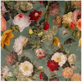 SCHÖNER LEBEN. Stoff Samtstoff Meterware Vintage Blumen Rosen mint 140 cm breit, pflegeleicht grün