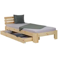 Homestyle4u Holzbett Braun, Holz, Kiefer, 90x200 cm, Schlafzimmer, Betten