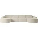 altdecor Wohnlandschaft Beige, Textil, 3-Sitzer, U-Form 384x78x165 cm, Wohnzimmer, Sofas - Couches, Wohnlandschaften, Wohnlandschaften in U-Form