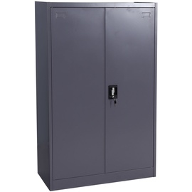 Mendler Aktenschrank HWC-H17, Stahlschrank Büroschrank Schrank, 2 Türen abschließbar Metall ~ 140x90x40cm dunkelgrau