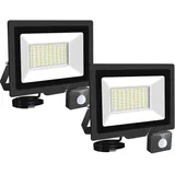 RIGIDON 2x 50W Aussenleuchte Bewegungsmelder Led Strahler, Außen Led Lampe, 5000LM 6000K Kaltweiß Led Flutlicht Außenleuchte, Wasserdicht Außen-Leuchte Flutlicht Für Garten Garage Carport Hauswand