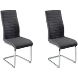 Home4You 2er Set, Dunkelgrau - Webstoff - Freischwinger Esszimmerstuhl