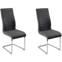 Home4You 2er Set, Dunkelgrau - Webstoff - Freischwinger Esszimmerstuhl
