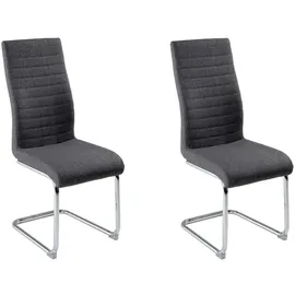 Home4You 2er Set, Dunkelgrau - Webstoff - Freischwinger Esszimmerstuhl