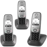 Gigaset Comfort Trio – 3 schnurlose Telefone für Büro und Zuhause mit großem Display und Freisprechfunktion – einfache Bedienung, anthrazit-grau