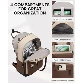 luxuskollektion LOVEVOOK 15,6 Zoll Laptop Schulrucksack Wasserdicht Braun