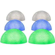 ETC Shop 6er Set LED Halbkugel Leuchten IP44 spritzwassergeschützt blau/grün/transparent/weiß