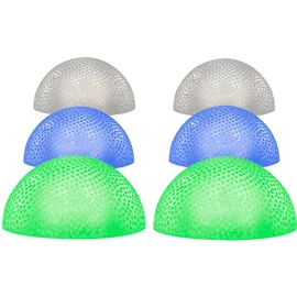 ETC Shop 6er Set LED Halbkugel Leuchten IP44 spritzwassergeschützt blau/grün/transparent/weiß