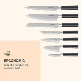 Klarstein Kitano Plus Messer-Set 9 tlg. Holzblock Bambus-Schneidebrett weiß