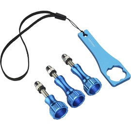 mantona GoPro Schraubenset + Schlüssel Alu blau