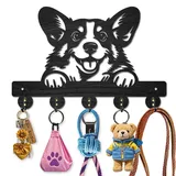MAYJOYDIY Corgi Hund Schlüsselhalter Aus Holz Für Die Wand 30×20cm Hunde Tier Wandmontage Schlüsselhaken Mit 5 Haken Aus Legierung Für Eingangsbereich Haustür Küche Büro Geschenk Dekor