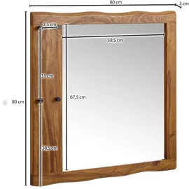 FineBuy Flurspiegel Holz Massiv 80x80x3 cm Spiegel Flur Diele Groß