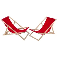 Holzliegestuhl Buchenholz Strandliege Outdoor Liegestühle Campingliege Set Rot