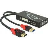 DeLock HDMI Stecker auf VGA/DVI/DisplayPort Buchse Adapter schwarz 62959