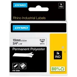 DYMO Permanentes Polyesterband Industrieband, Polyester, 5,5 m x 19 mm, Schwarz/Weiß