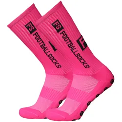 Outdoor-Sport-Laufsocken, Stretch-Socken, sportliche Fußball-Fußballsocken, rutschfeste Socken mit Griffen rosa