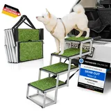 TIERBERG® Hundetreppe für Auto Klappbar [Kunstrasen-Oberfläche] 70kg Traglast - Stabile Hunderampe für Kleine u Große Hunde - 67cm Faltbare Tiertreppe Einstiegshilfe |Jetzt Treppe Rampe aussuchen