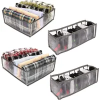 Kurtzy 4er Pack Kleiderschrank Organizer - 2 Große Netzboxen