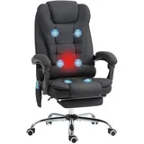 Vinsetto Bürostuhl mit Massagefunktion, Ergonomisch Schreibtischstuhl mit Liege- & Wärmefunktion, Höhenverstellbar Computerstuhl mit Fußstütze, Seitentasche und Fernbedienung, Schwarz