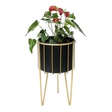 DanDiBo Ambiente DanDiBo Blumenhocker mit Topf Metall Gold Schwarz Rund L 45 cm Blumenständer 96039 Blumensäule Modern Pflanzenständer Pflanzenhocker