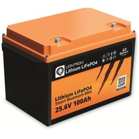 LIONTRON LiFePO4 25,6V 100Ah LX; 2560Wh; >3000 Zyklen bei 90% Entladungstiefe (DOD) mit BMS und Bluetooth Überwachung; für Wohnmobil oder Boot 390x260x232mm - LISMART24100LX