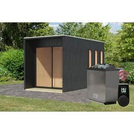 Karibu Miramar inkl. 9 kW Bio-Kombiofen + int. Steuerung + Dachkranz