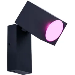 Smart Wandleuchte schwenkbar Außenleuchte dimmbar Spotlampe Balkonleuchte Alu schwarz, App Steuerung, CCT, RGB LED 4,5W 290Lm, BxHxT 6,6x10x9,2 cm