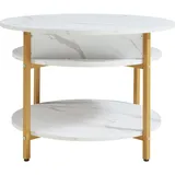 [en.casa] Couchtisch Kandas mit Hebeplatte 70x49 cm Marmoroptik, Weiß