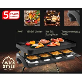 Trisa Raclette Supreme 8 Raclette 8 Pfännchen, Antihaftbeschichtung schwarz