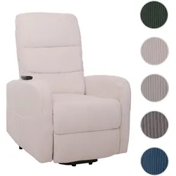 Fernsehsessel HWC-K62, Relaxsessel TV-Sessel Liege, Liegefunktion Aufstehhilfe, Metall Stofff/Textil Cord ~ creme-wei√ü