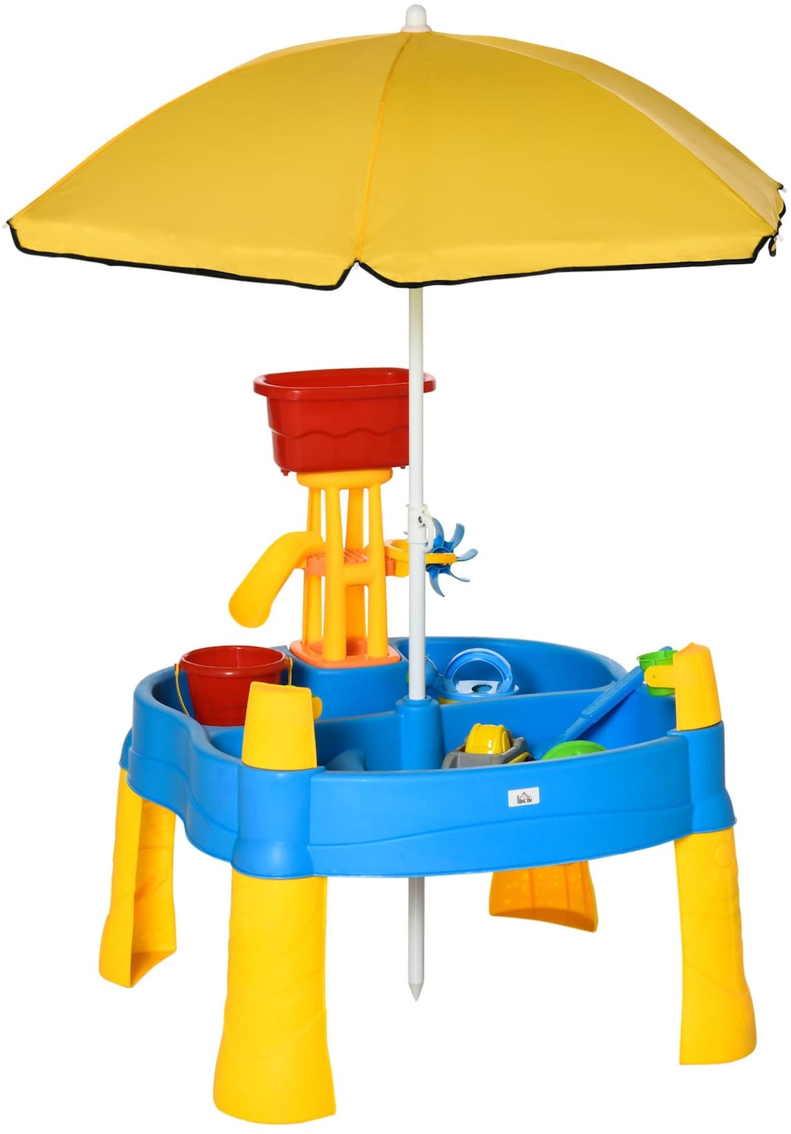HOMCOM Sandspielzeug mit Sonnenschirm bunt 72,5L x 78B x 81,5H cm   spieltisch baby  spieltisch ab 1 jahr  babyspielzeug ab 1 jahr