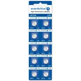 everActive AG13 1.5V, 10x Batterien, Alkaline, Mini, G13 LR1154 LR44, 4 Jahre Haltbarkeit, 10 Stück – 1 Blisterkarte