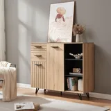 [en.casa] Noppen Sideboard 100 x 120 x 38 cm Eicheoptik Holzwerkstoff