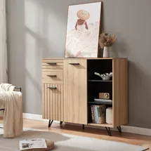 [en.casa] Noppen Sideboard 100 x 120 x 38 cm Eicheoptik Holzwerkstoff