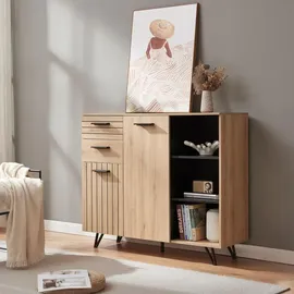 [en.casa] Noppen Sideboard 100 x 120 x 38 cm Eicheoptik Holzwerkstoff