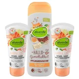 Alverde NATURKOSMETIK 3er-Set Hautpflege: BABY WIND- UND WETTERCREME schützt sanft bei Kälte & Nässe (2 x 50 ml) + Duschgel HALLO GEMÜTLICHKEIT Pflege & Reinigung Vanille Roiboos (250 ml), 350 ml