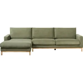 Beliani 4-Sitzer Ecksofa Rechts Grün Cord-Stoffbezug mit Breiten Hohen Armlehnen Hohe Rückenlehne Diecke Sitzkissen Modern Wohnzimmer Stoffsofa - Grün/Braun