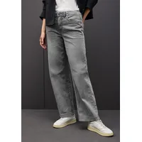 STREET ONE Wide Leg Jeans light Grey random washed, 32 - 32W / 30L