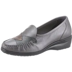 Mokassin CLASSIC, Damen, Gr. 41, grau (anthrazit), Glattleder, Basic, Schuhe
