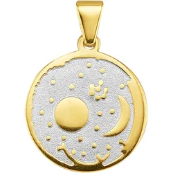 Ketten-Anhänger FIRETTI "Schmuck Geschenk Gold 585 Halsschmuck Himmel Sonne Mond Sterne", silber (gelbgoldfarben, silberfarben), Schmuckanhänger, Damen, Gelbgold 585, 1,34 g