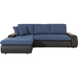 Ecksofa TRENDMANUFAKTUR "Indie, L-Form", schwarz (schwarz, aqua), B:246cm H:86cm T:155cm, Sofas, wahlweise XL oder XXL