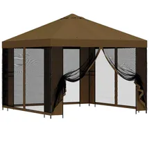 vidaXL Garten Pavillon 3 x 3 m inkl. 4 Seitenteile Taupe