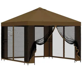 vidaXL Garten Pavillon 3 x 3 m inkl. 4 Seitenteile Taupe