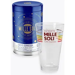 Mille Soli Caffè Espresso 250g Dose & Latte Macchiato Glas zum Aktionspreis