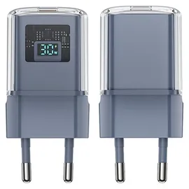 ACEFAST Pd 30W GaN Usb-C Schnellladegerät mit Display Grau