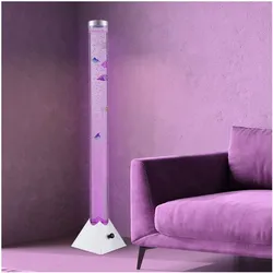 LED Wassersäule, Kunststoff klar, 5x Deko-Fische, H 120 cm